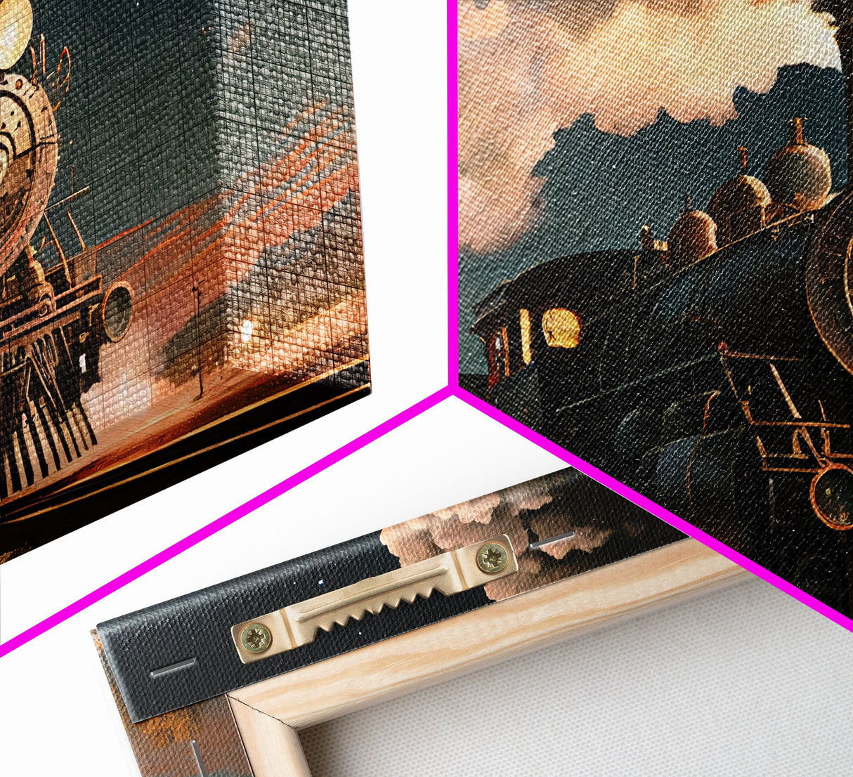 Steam Engine Train Tracks Night Stars Fine Art Print, Wall Art Print, Wall Poster, Wall Décor