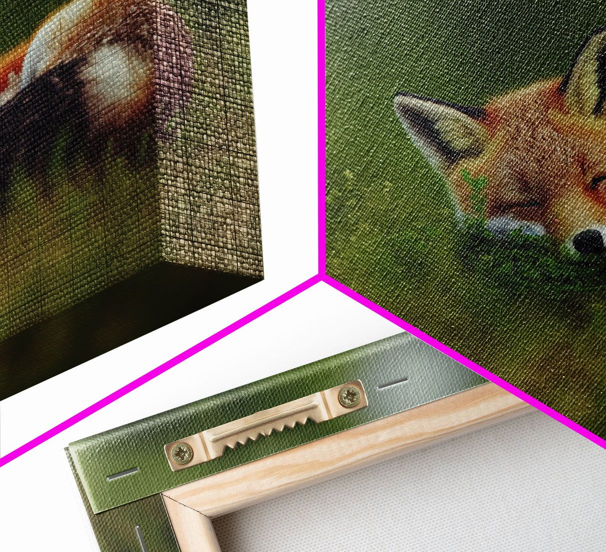 Cute Sleepy Fox Art, Animal Prints, Nature Art, Framed Canvas Print, Cute animal wall art, above sofa art