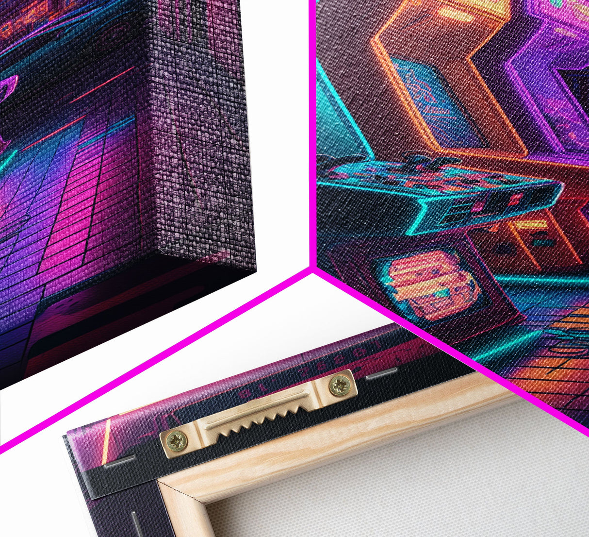 The Neon Arcade, Gamer Room Decor, Unique Game Room Art, Framed Canvas Print, Synthwave Style Art, Vaporwave Gamer Art, Retrowave Arcade