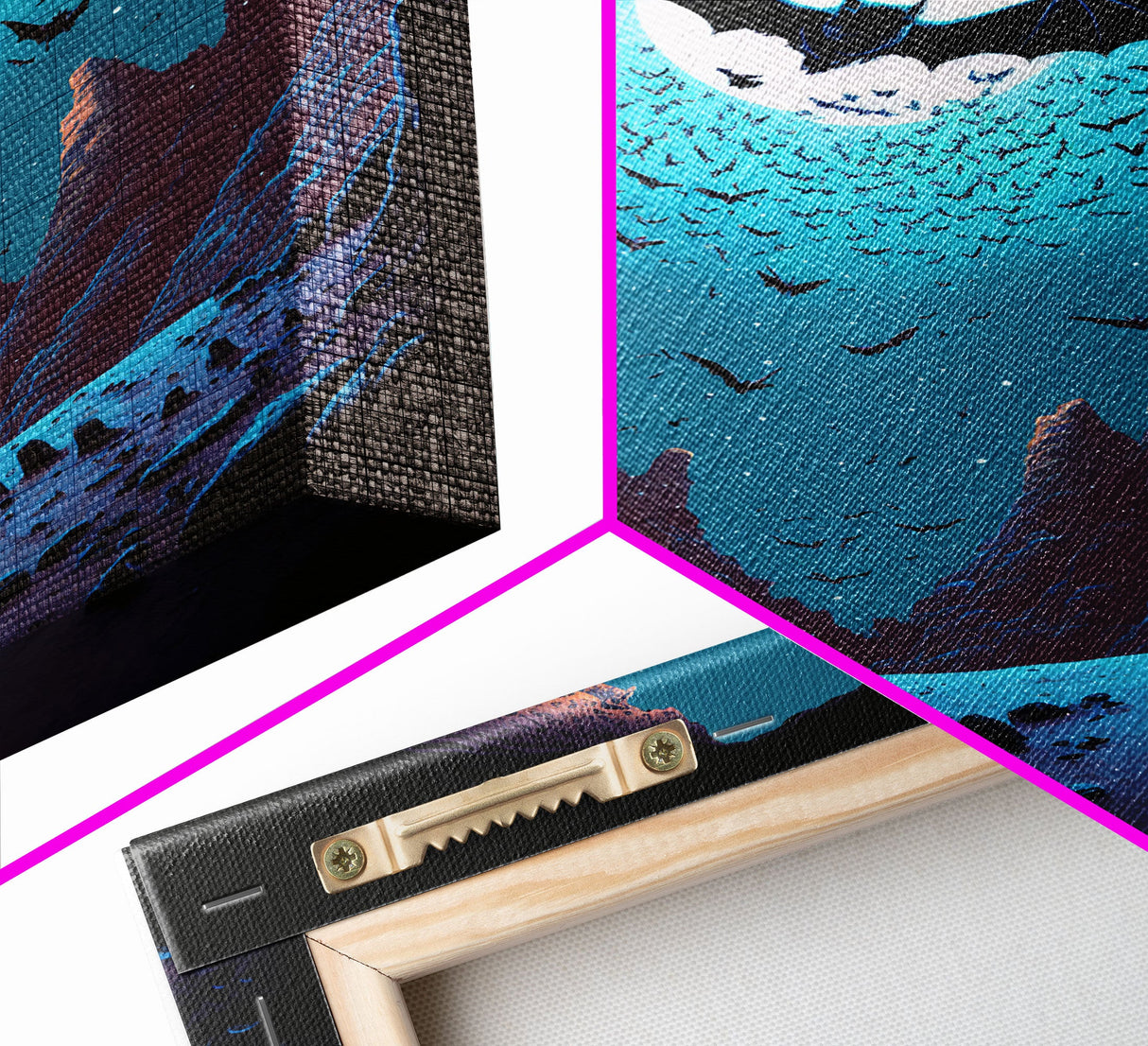 Vampire Bats, Spooky Halloween Decor, Goth Art, Framed Canvas Print