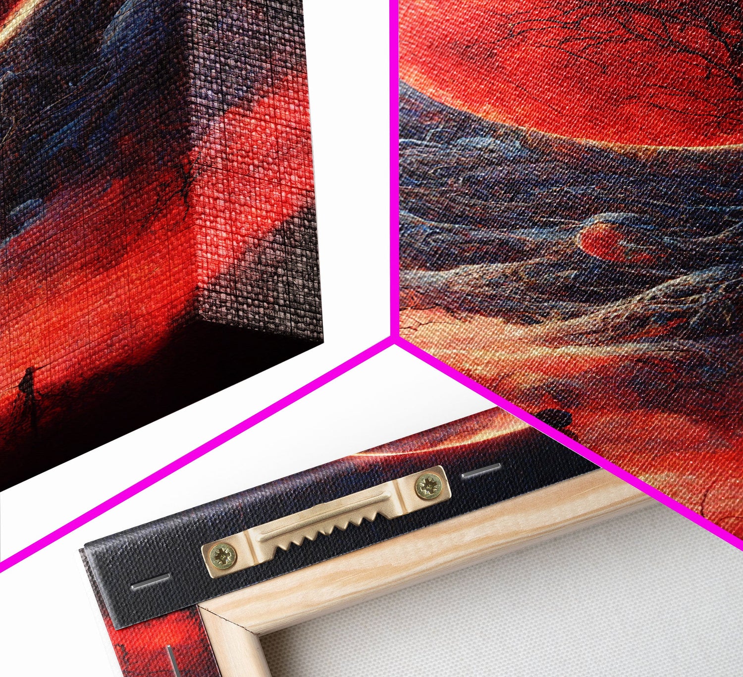 Spooky Horror Canvas Print, Bloodmoon Sunset, Blood moon, Halloween Wall Art, Cosmic Horror, Ready To Hang