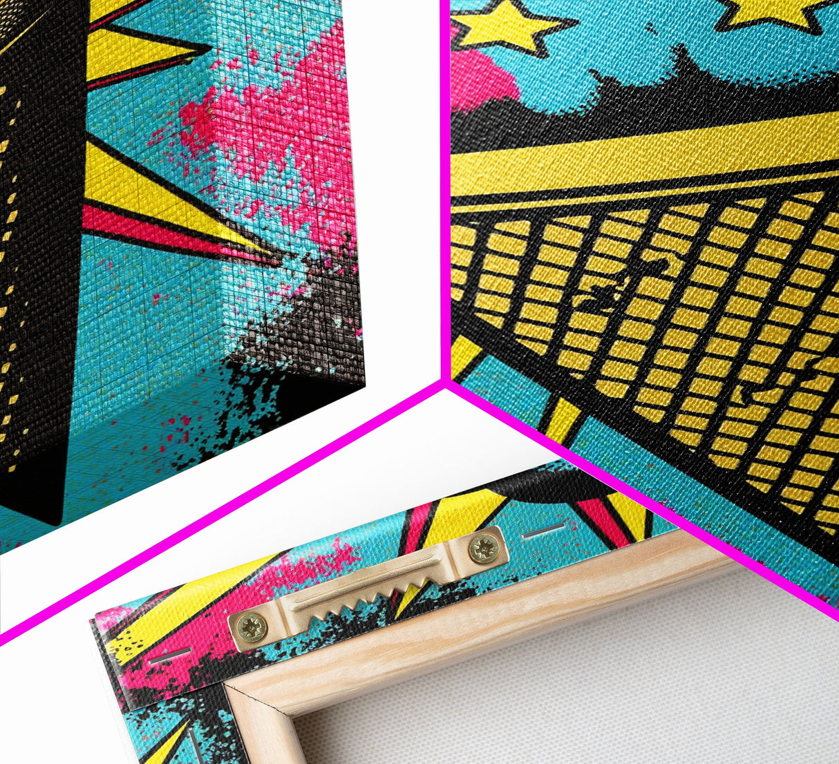 Pop Art Ice Cream, Psychedelic Ice cream cone, framed canvas print, large wall art, wall decoration, ice cream shop art