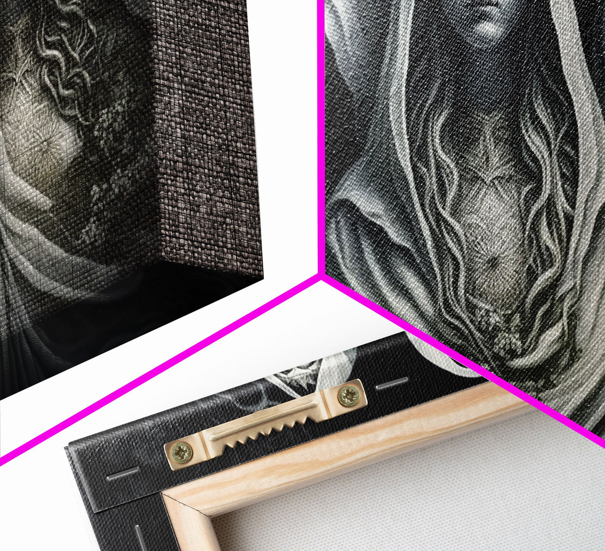 The Norns, Norse Mythology, Weavers of Fate, Framed Canvas Print, Urðr, Verðandi, and Skuld, Black and White Norse Fantasy Art
