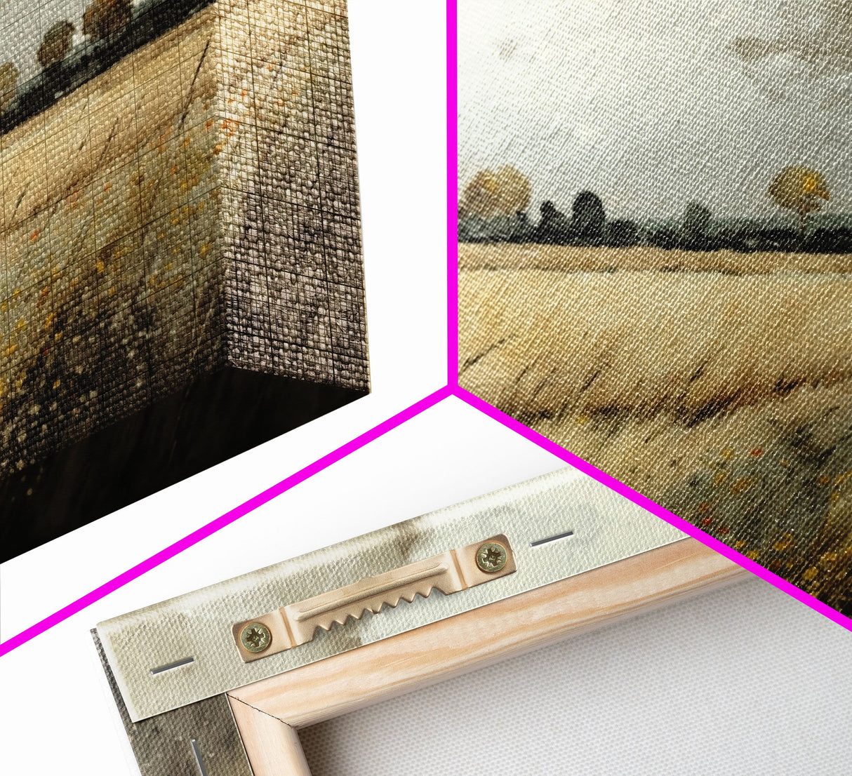 Moody Country Landscape Canvas Print Painting | Vintage Wall Art | Subdued Wall Art | Framed Canvas | Muted Monochromatic Landscape Art