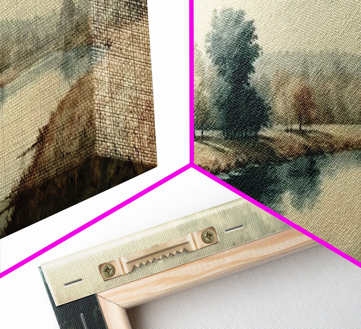 Vintage Landscape Wall Art Print, Nature Framed Large Gallery Art, Minimalist Art Ready to Hang, With Hangers, Muted Farmhouse Art
