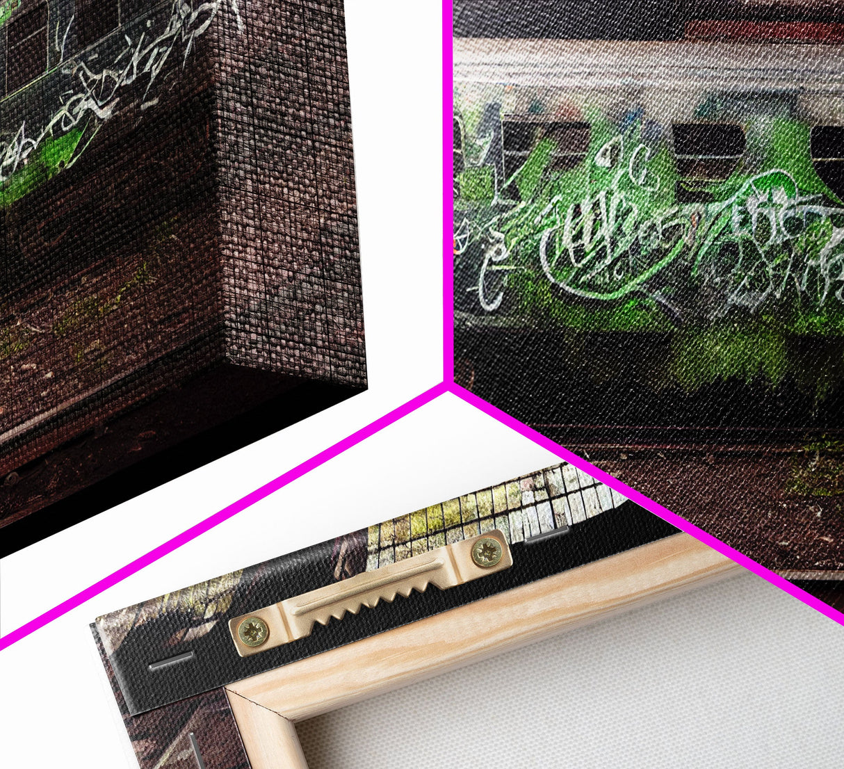 Urban Decay - Graffiti Train Car - Cool Wall Art -Framed Canvas Print - Unique Wall Decor - Framed Art - Subway Car With Graffiti