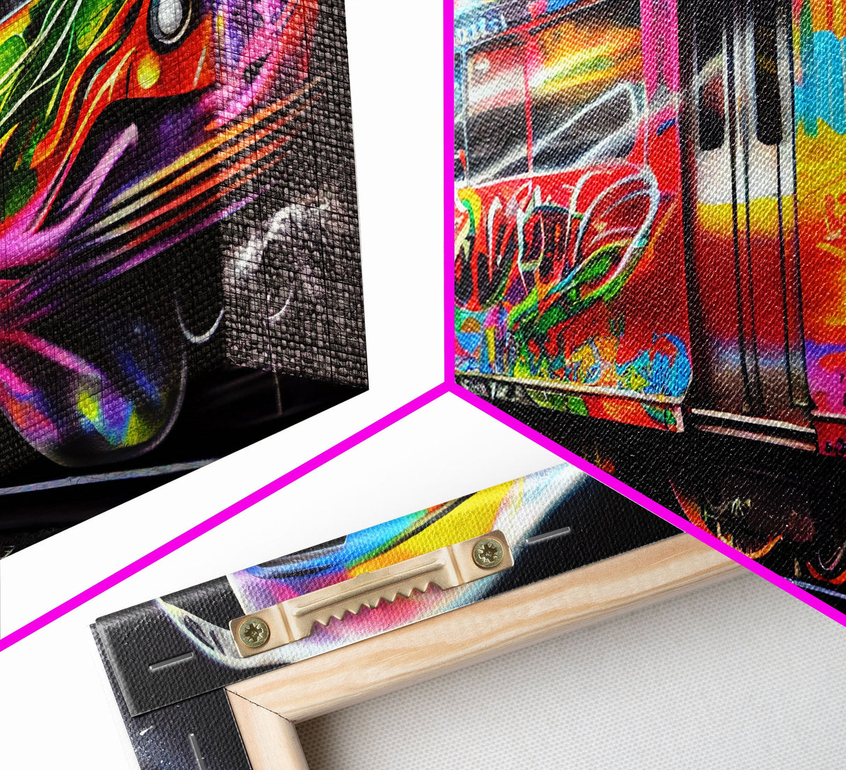 Subway car graffiti art, wall decor, train box car, ready to hang canvas print wall art, rainbow train wall art