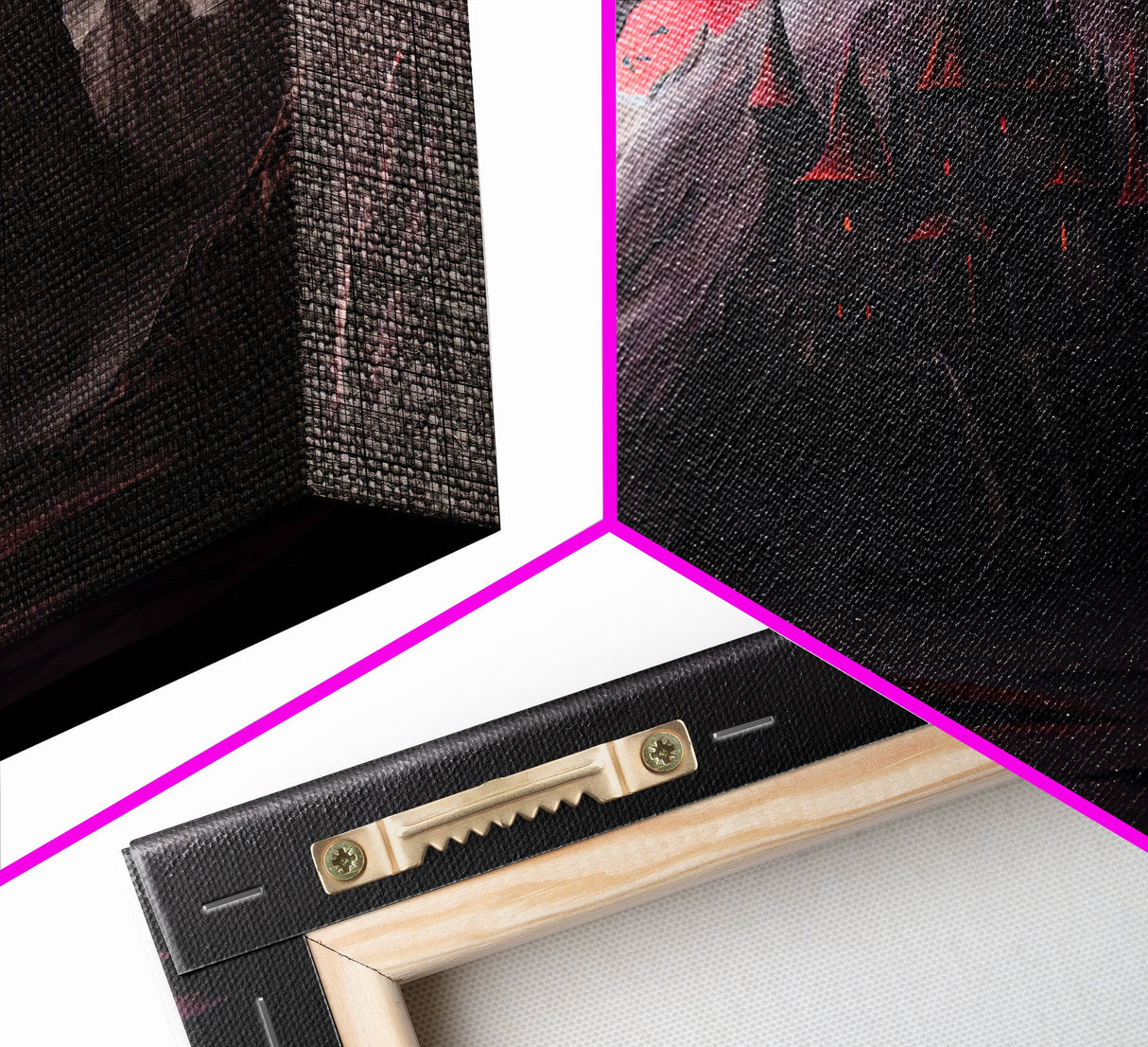 Horror Art, Haunted Castle and Blood Moon, Framed Canvas Print, Goth Art, Gothic Decor, Cool Wall Art