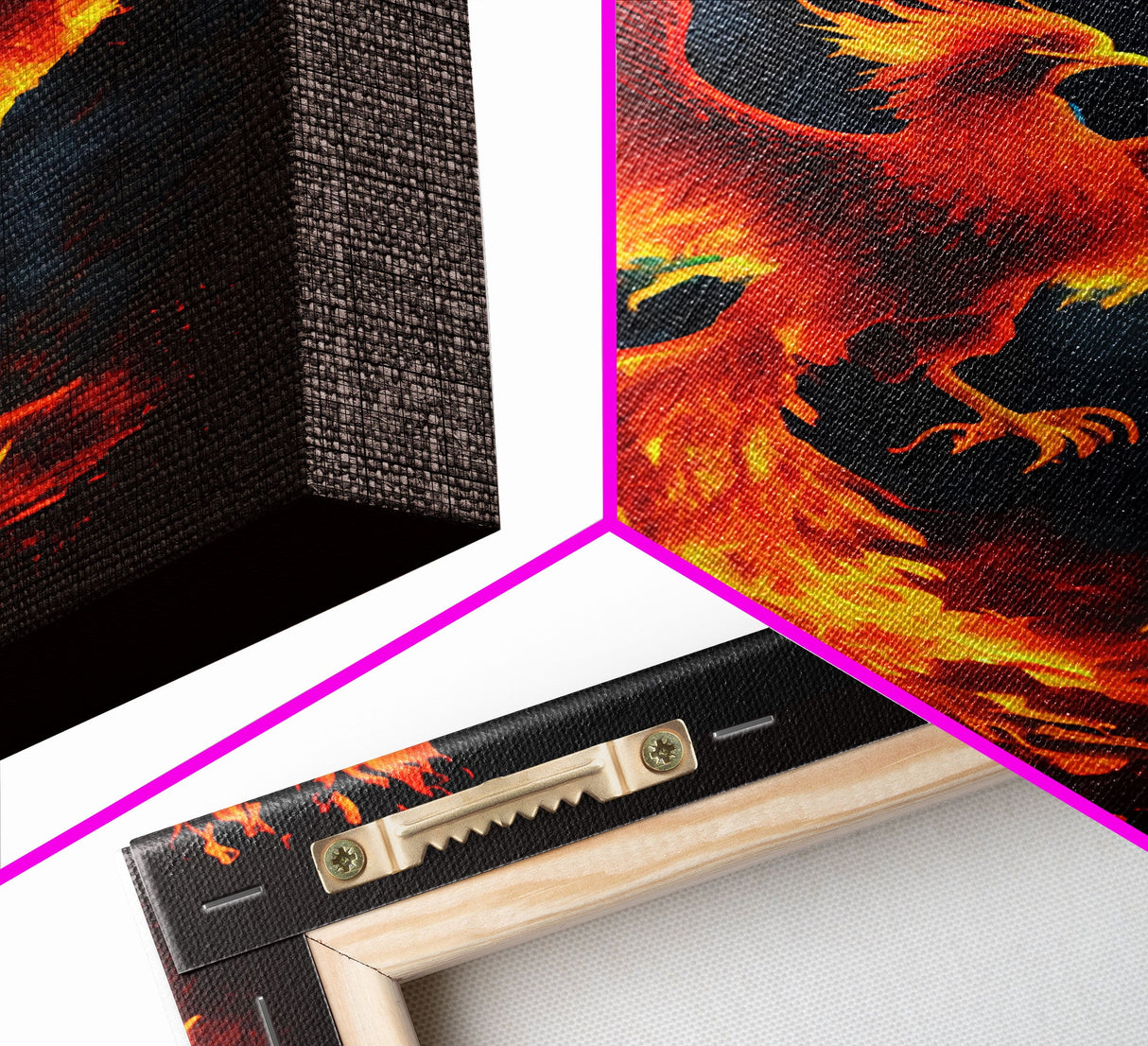 Phoenix Print on Canvas , Floating Frame, Modern Wall Art, Extra Large Canvas Wall Art, Rebirth and Renewal