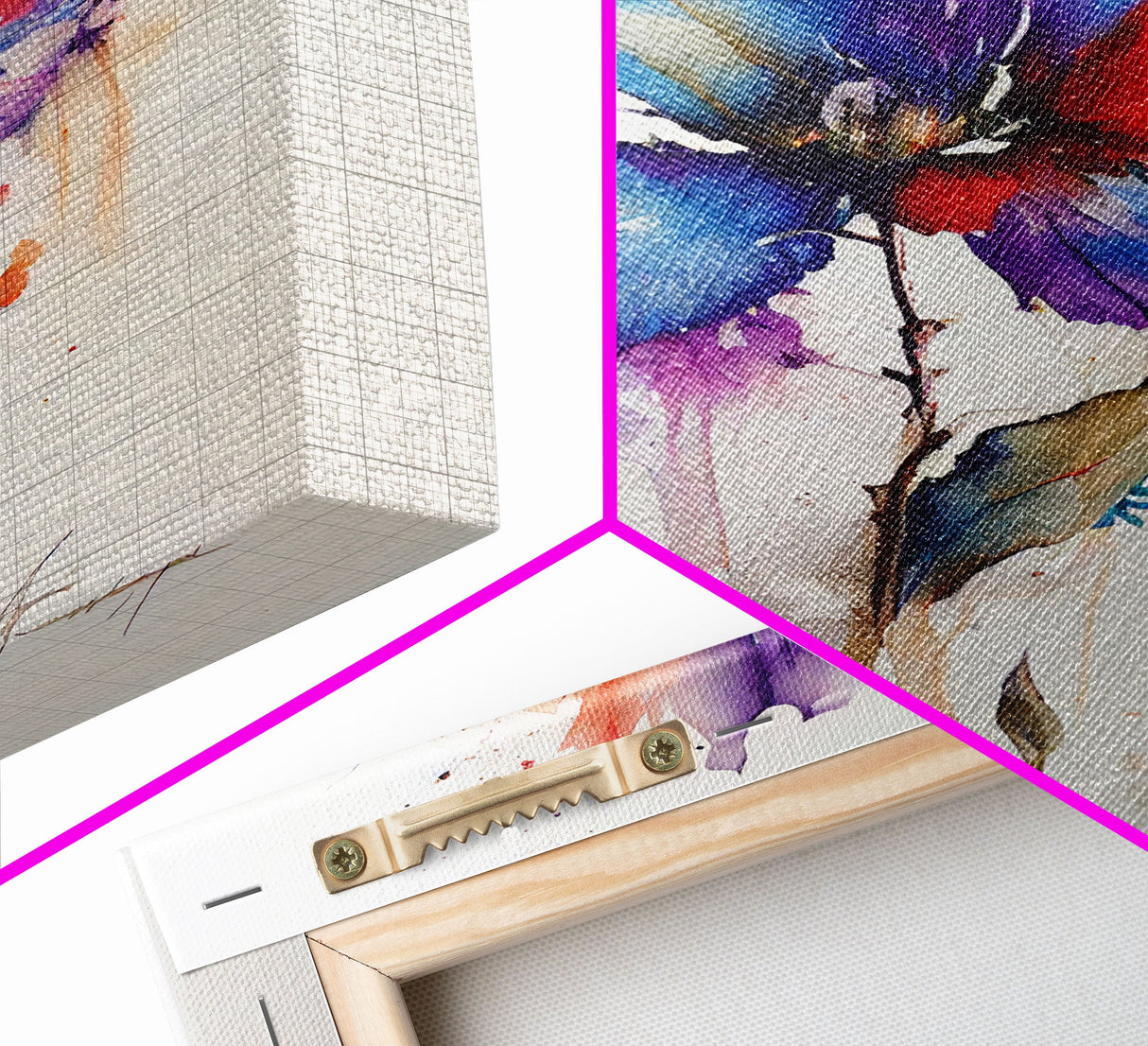 Red and Blue Vintage Style Framed Canvas Art, Vintage Floral Print, Vintage White Roses Painting, Still Life Botanical Farmhouse print,