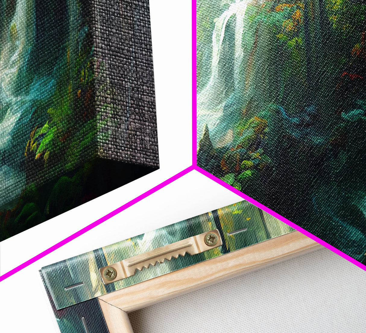 Waterfall wall art, canvas print, giclee, fantasy wall art, water color, nature wall decor, water landscape art, serenity art