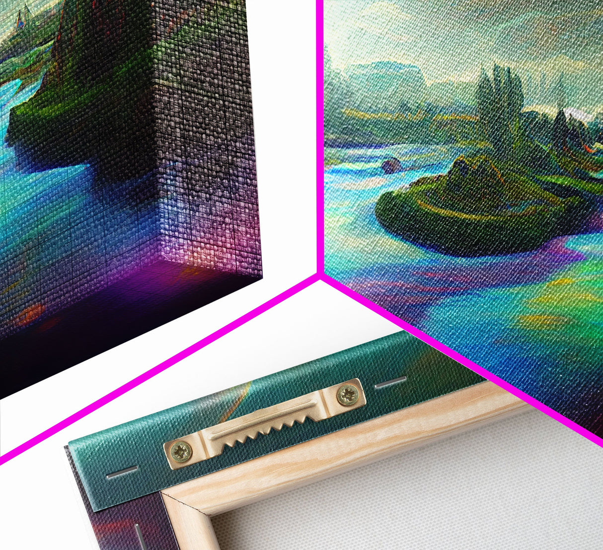 Psychedelic wall art, canvas print, trippy river nature print