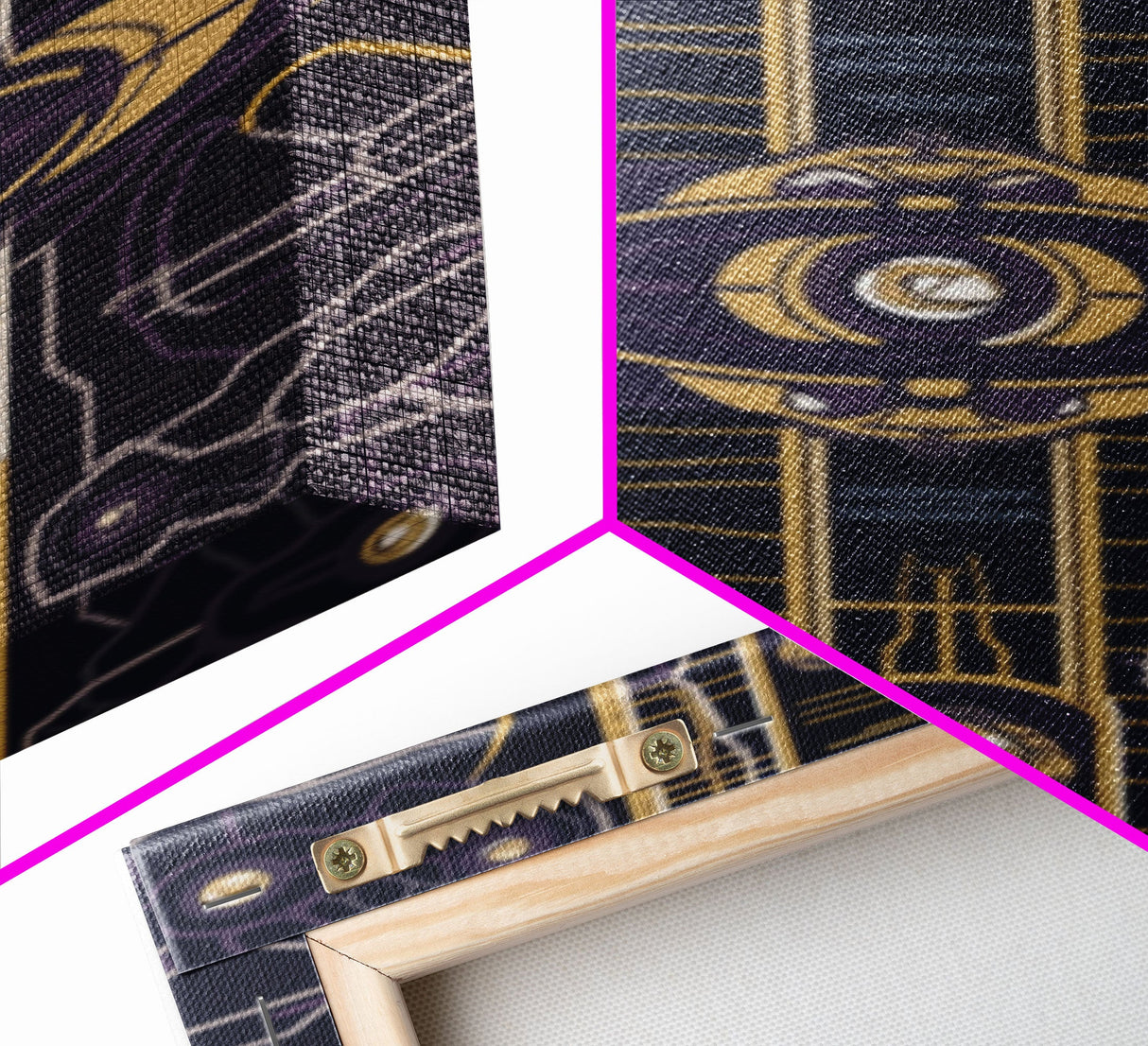 Midcentury Modern Wall art, Framed Canvas Print, Art Deco, Pattern art, Gold & purple art, Ornament art, Canvas wall art, Geometric art