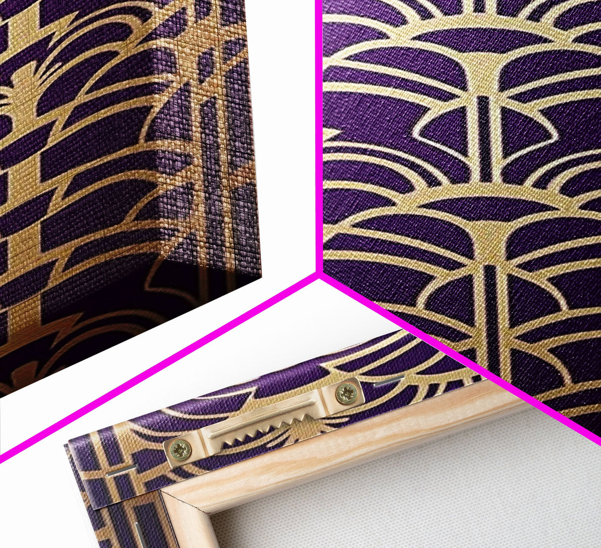 Midcentury Modern Wall art - Framed Canvas Print - Art Deco- Office decor - Purple & gold art - Ornament art - Abstract art - Geometric art