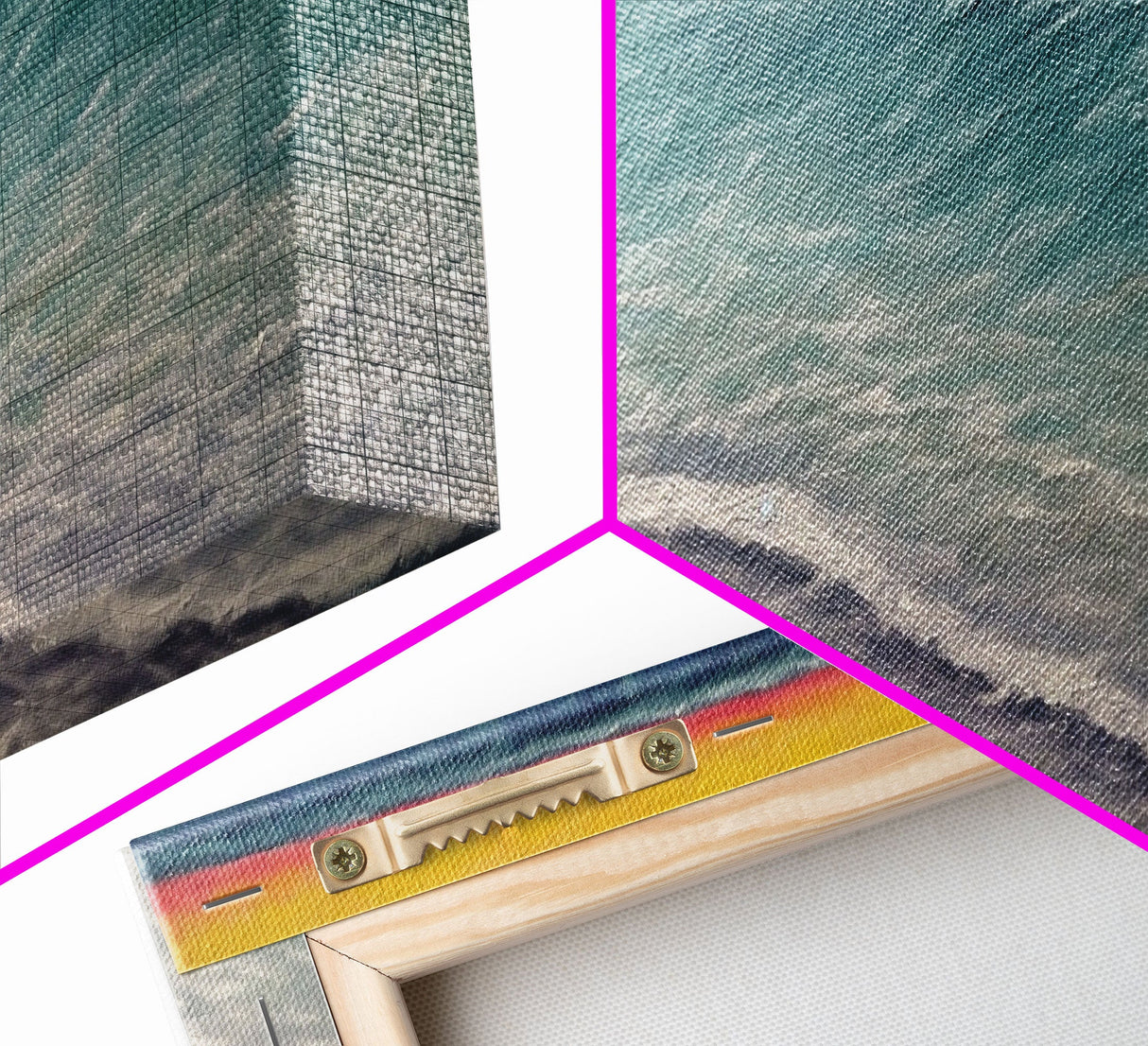 Textured Art Print, Seascape Canvas Art Print, Ocean, Waves, Horizon, Sunset, Orange, Blue, Wall Decor, Panoramic, Wall Art, Canvas Print