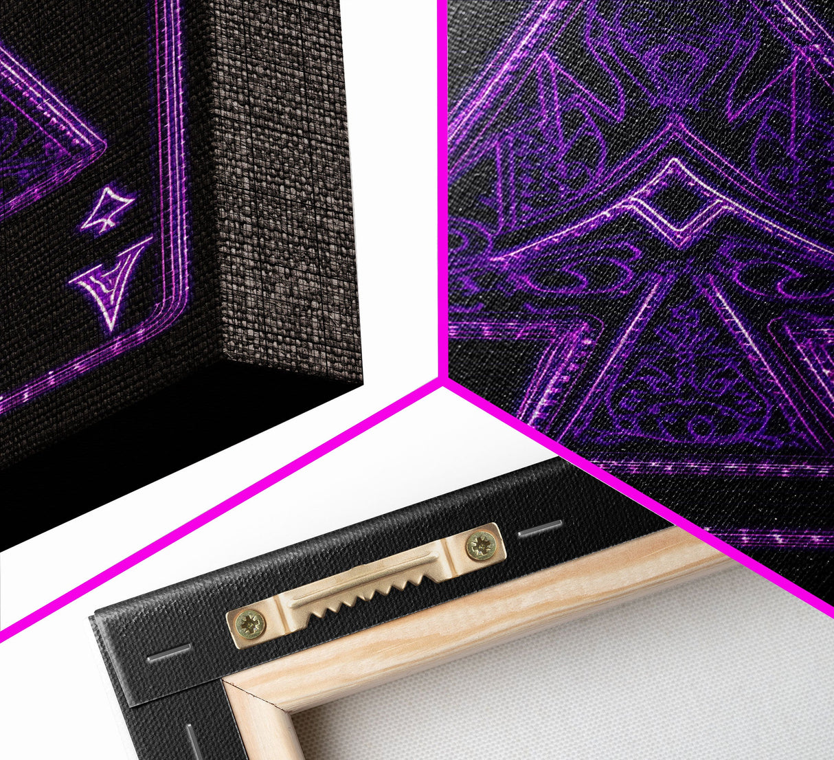 Neon Lights Purple Ace Of Spades Wall Decor, Poker Wall Art, Cards, Minimalist Print, Wall Decor, Canvas Print, Wall Art, Framed Canvas