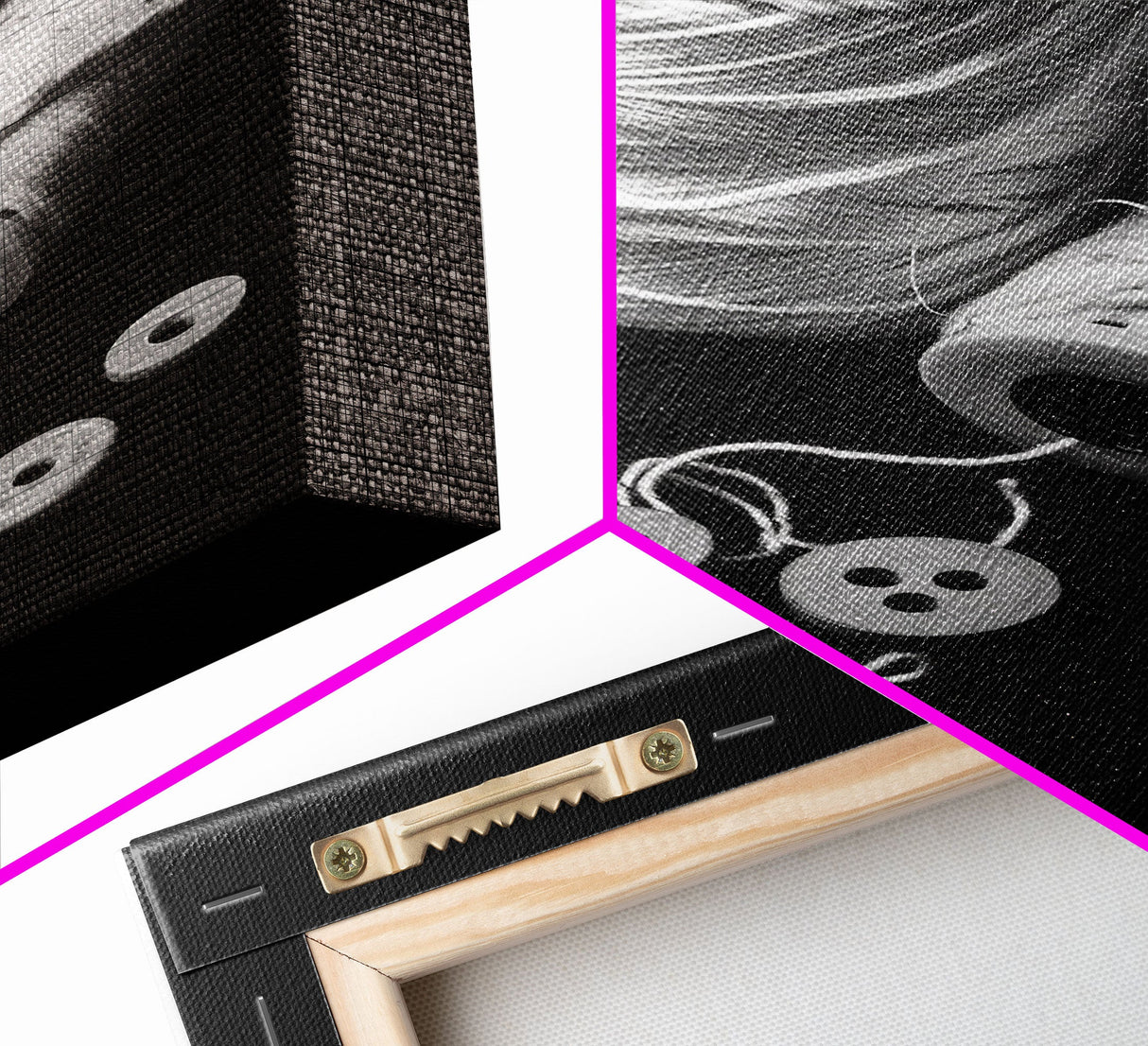 Thread And Buttons Wall Art, Sewing Room Wall Art, Black And White, Minimalist Print, Wall Decor, Canvas Print, Wall Art, Framed Canvas