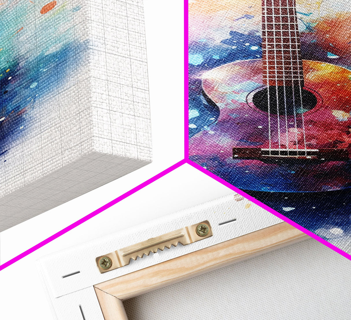 Ukelele Wall Art, Music Print, Framed Canvas Art, Graffiti Splatter Art Musical Instrument, Studio Wall Decor