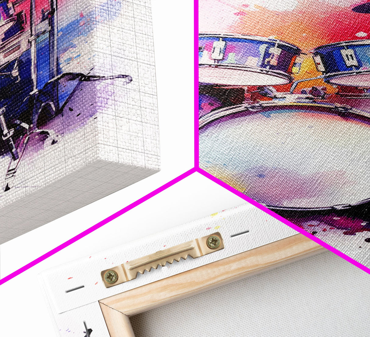 Drum Art, Gift For Drummer, Framed Canvas Print, Studio Art, Music Studio Decor, Drum Set
