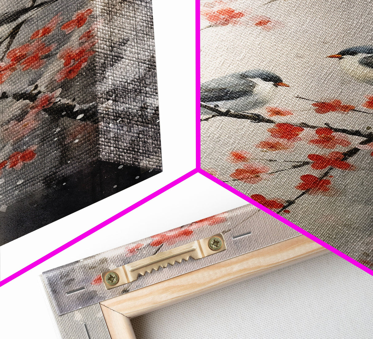 Cherry Blossom Tree, Japanese Wall Print, Bird Wall Art, Asian Art, Canvas Print, Wall Art, Vertical Print, Country Home Decor, Office Art