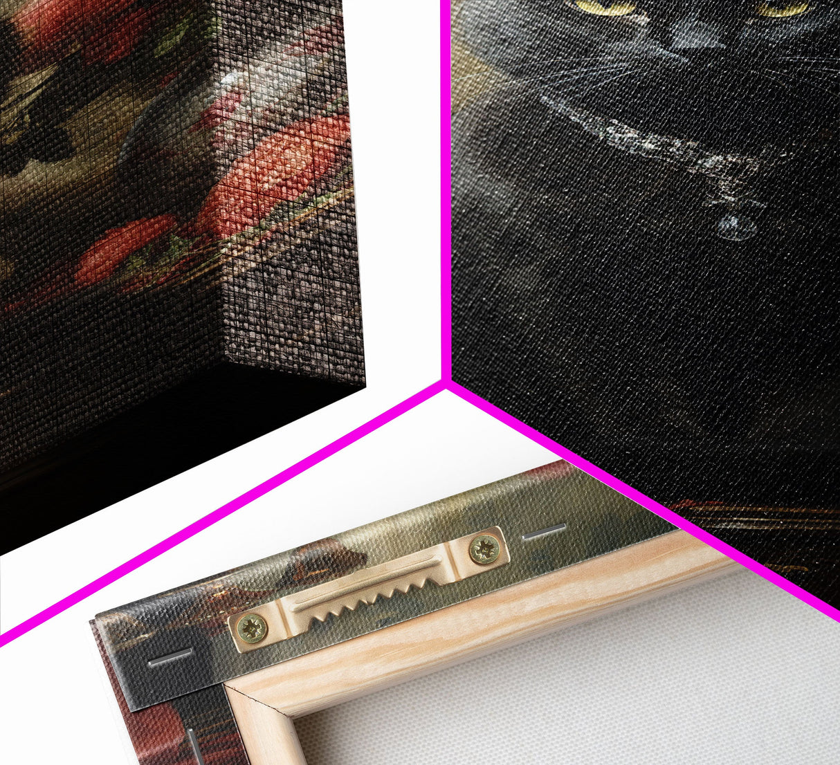 The Witch's Familiar, Black Cat Art, Halloween Retro Canvas / Canvas Print, Goth Wall Art, Goth Portrait Art, Goth Art 5x7
