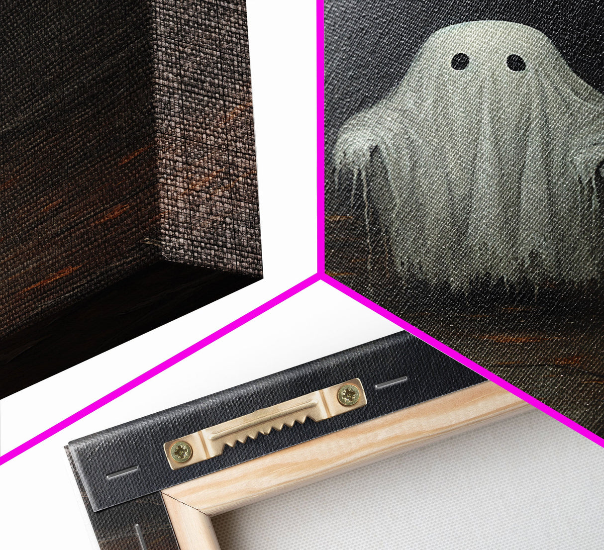 Cute Lil Boo, Ghost Print, Halloween Canvas Art, Framed Canvas Print, Funny Halloween Decor, Ghost Art, Victorian Goth Art