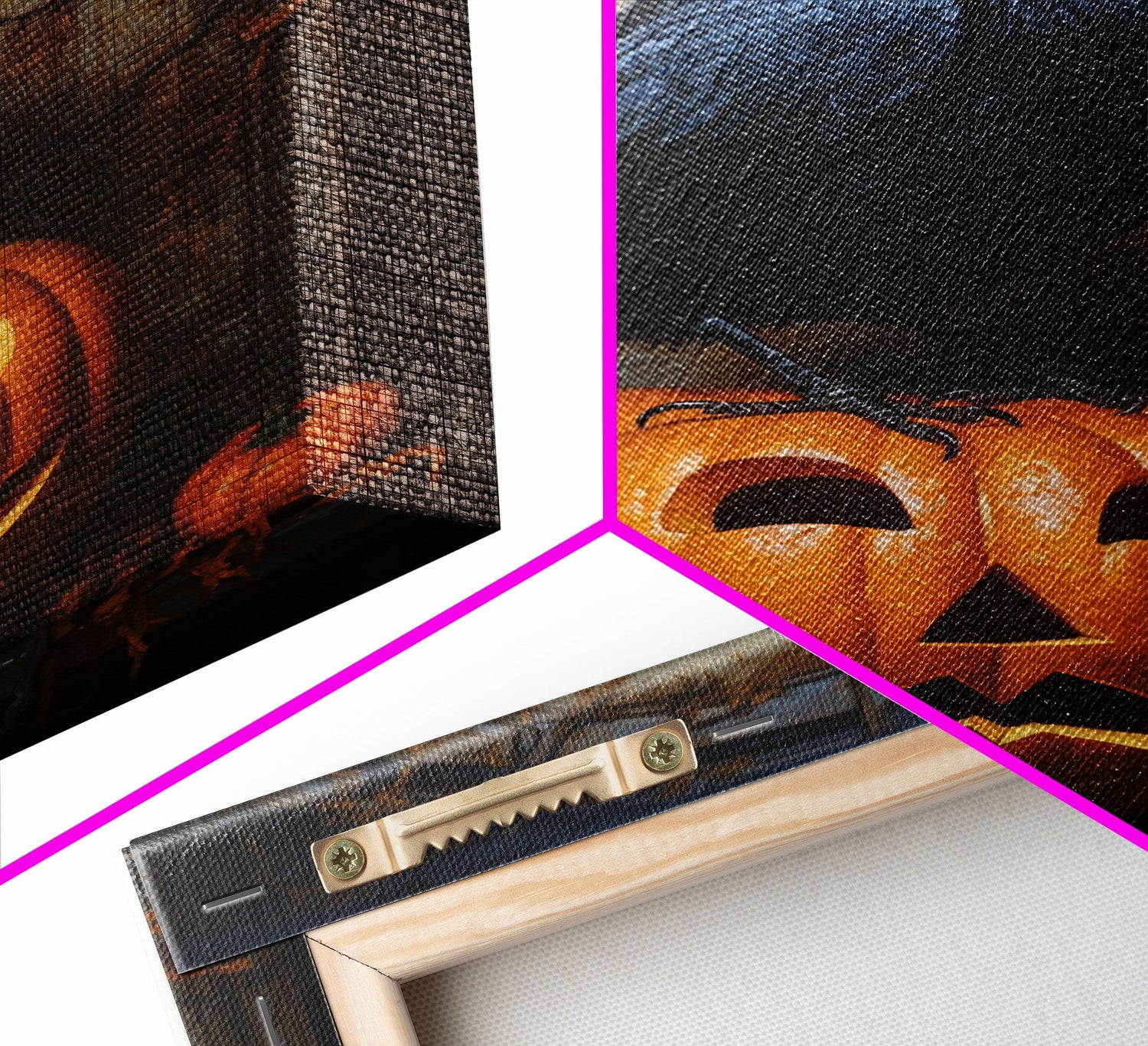 Macabre Crow Atop A Jack O Lantern, Framed Canvas Print, Halloween Decor, Raven Painting, Victorian Oil Painting Print, Macabre Horror Print