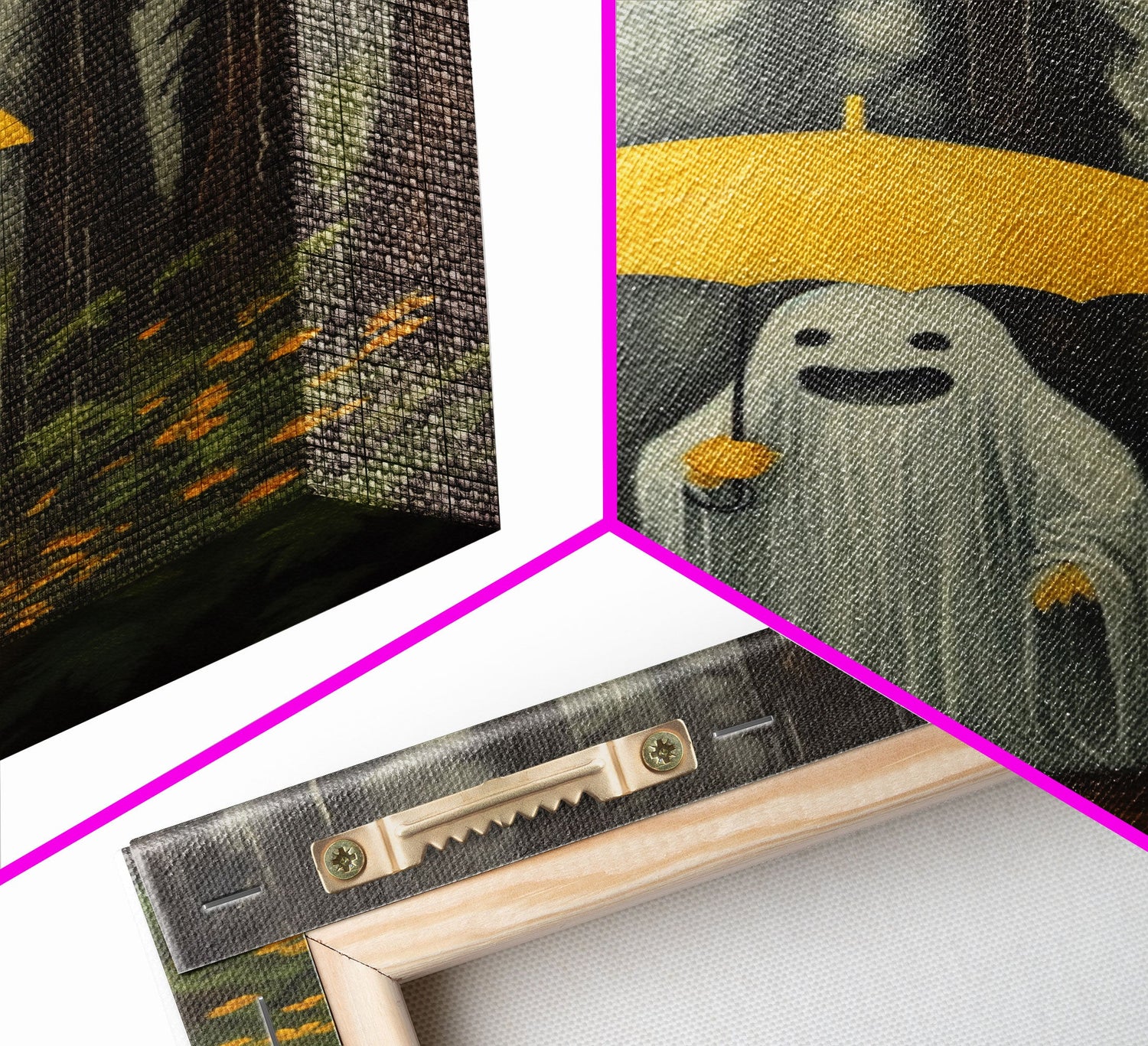 Happy Ghost In The Rain,  Vintage Halloween Canvas, Framed Canvas Print, Cute Wall Art, Who's Haunting Who?
