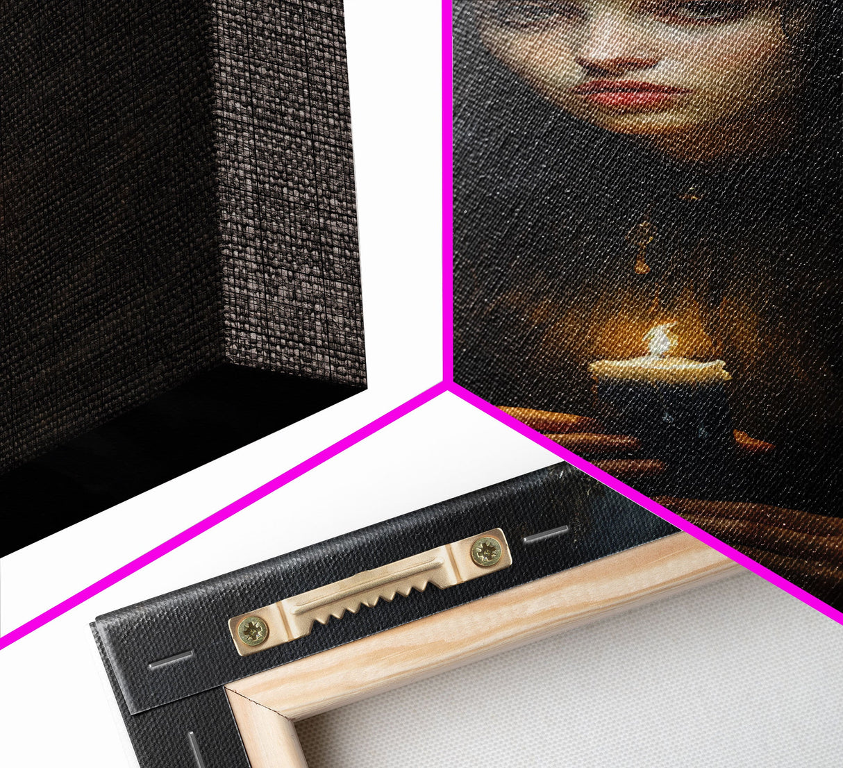 The Witch And The Candle, Gothic Victorian Art, Framed Canvas Print, Halloween Canvas, Halloween Decoration, Dark Academia Gothic Art