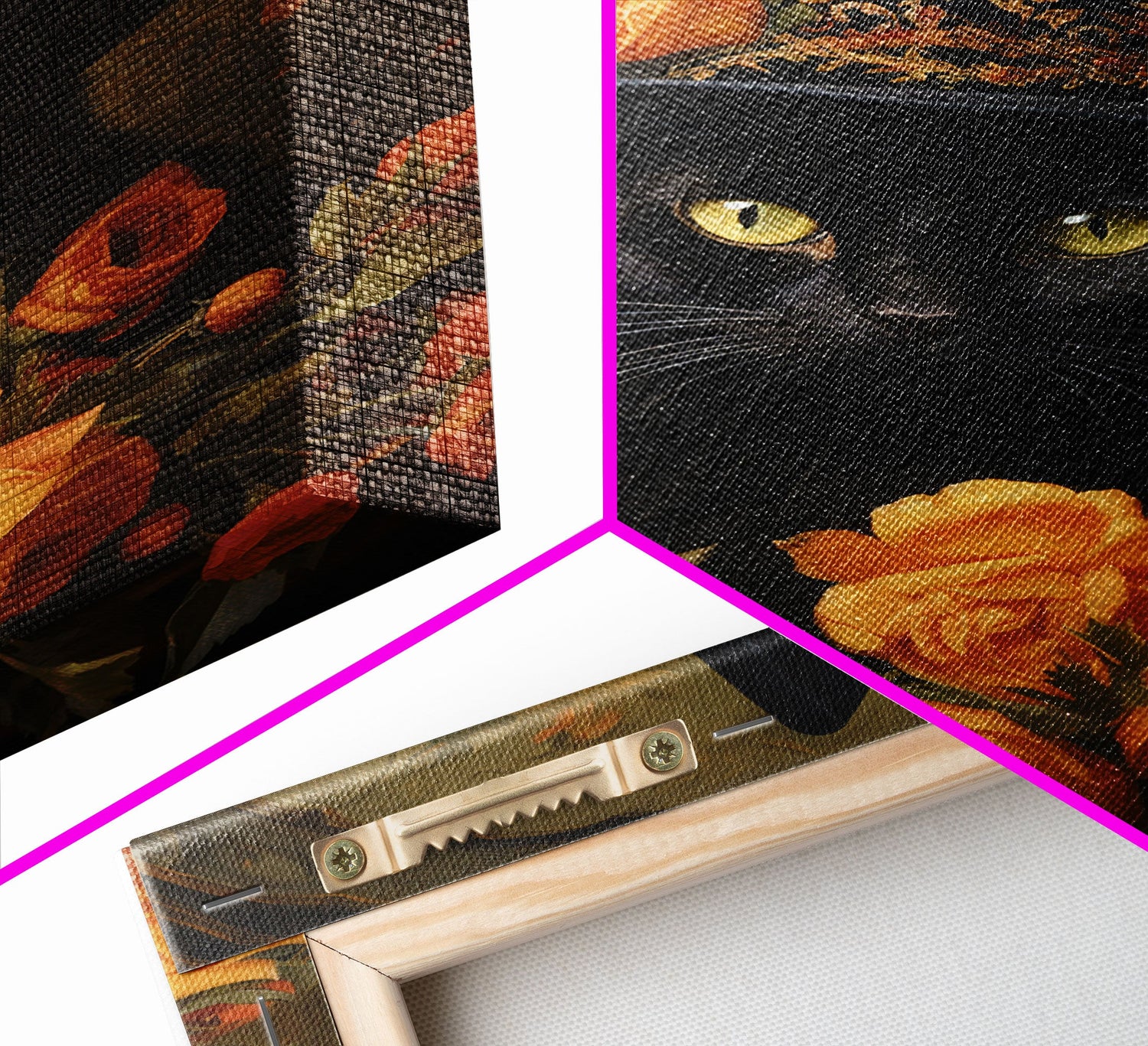 Cute Witch's Familiar Cat Halloween Art, Cat Witch, Cat Painting, Cute Cat Print, Halloween Decor, Black Cat Print, Framed Canvas / Canvas