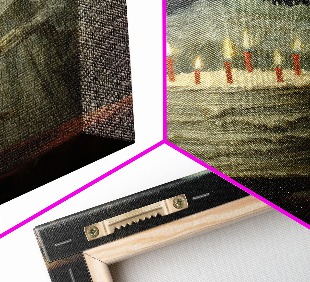 The Ghost And The Cake, Funny Halloween Art, Framed Canvas Print