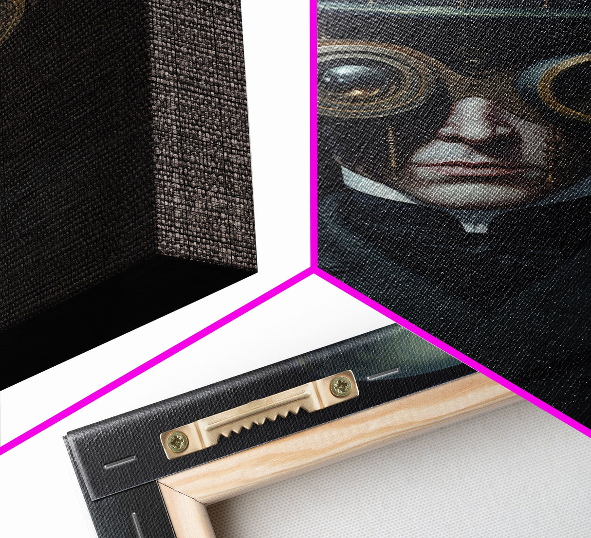 Portrait of a Victorian Steampunk Cyborg, Framed Canvas Print or Canvas, Cool Halloween Decor, Gothic Art