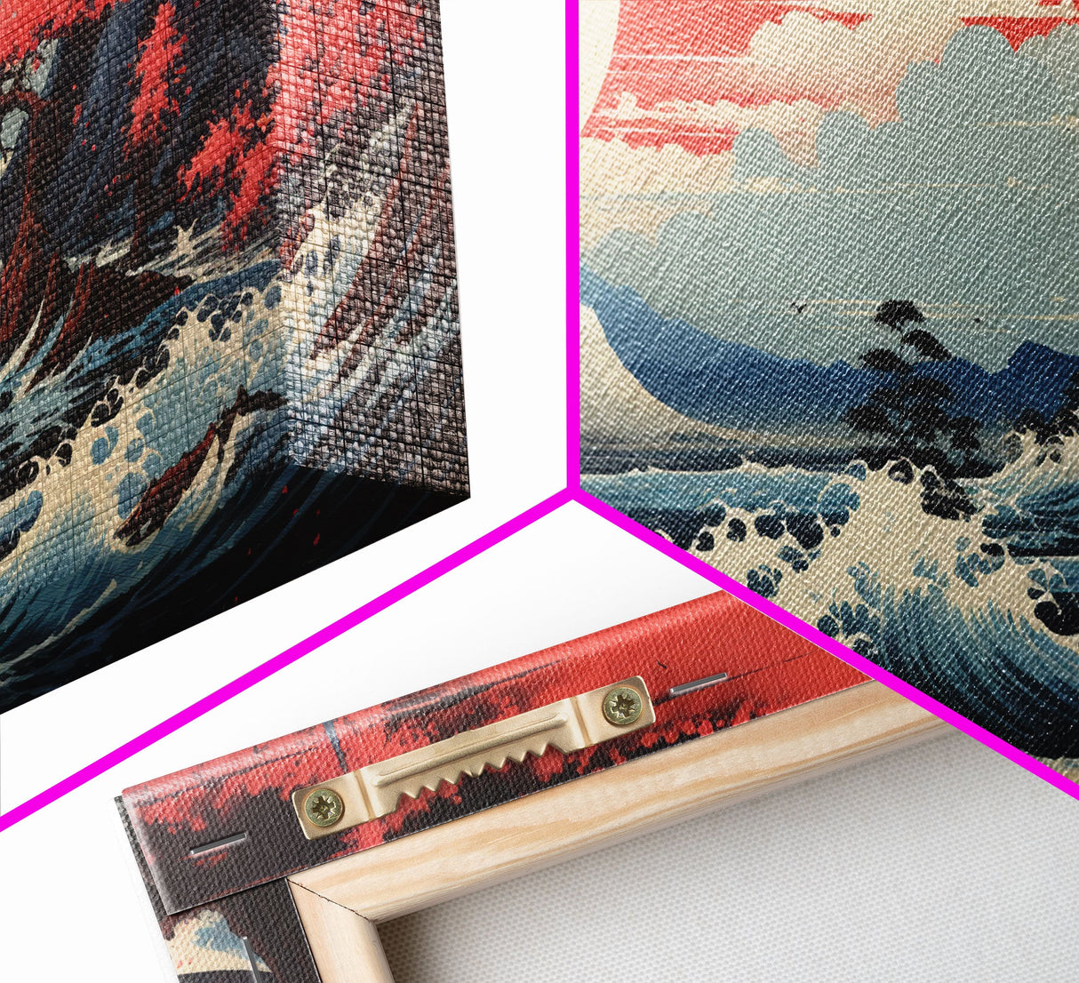 Japanese Ukiyo-e Mountains Sunset Set of 3 Prints, Japanese Ink Block, Ukiyo-e Wall Art, Living Room Art, Above Bed Decor, 3 Panel Print Set