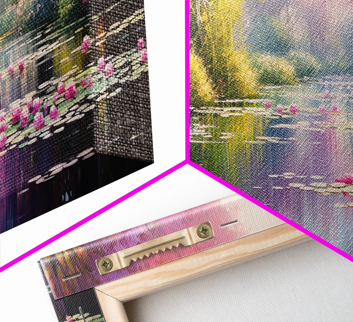 Zen Wall Art, Lake Wall Art, Lotus Print, Canvas Print, Set Of 3 Prints, Wall Art, 3 Piece Wall Art, Dining Room Decor, Home Decor Prints