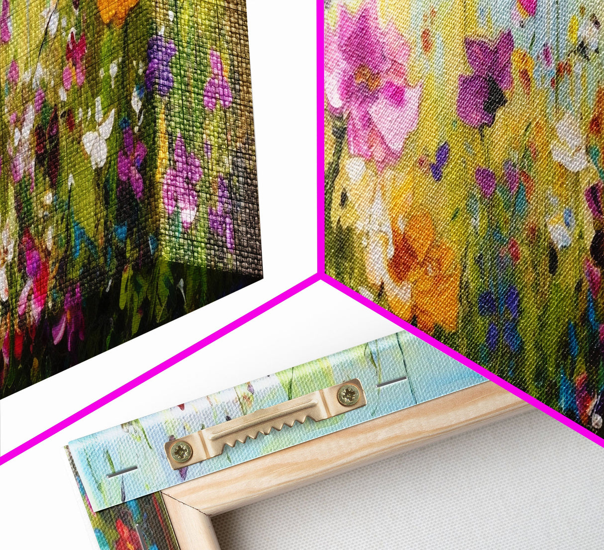 Framed Canvas Print of Original painting, Large wall art, Boho wall décor, Flower painting, Home decor, Modern art, Bedroom decor, Panoramic