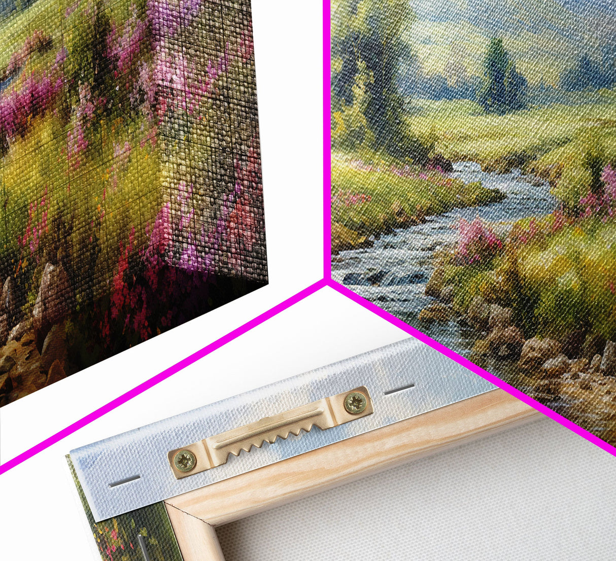 The Meadow, Framed Canvas Print, Framed Wall Art, Large Watercolor Painting, Panoramic Landscape Art Print, Modern Landscape Original Art