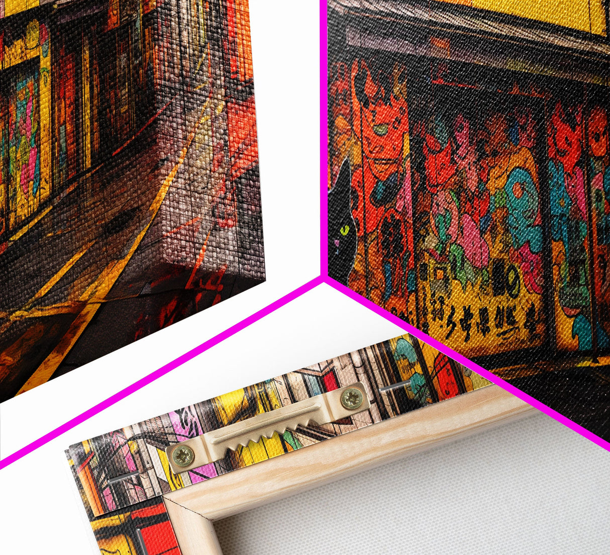 Black Cat Art Print, Framed Wall Art, Punk Cart Art, This Cat Is From The Streets, Colorful Cat Lover Art