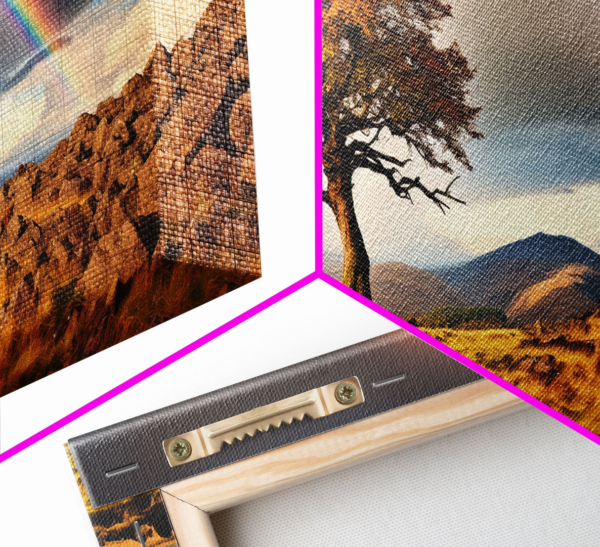 Landscape Wall Art, Vintage Art, Framed Canvas Print, Rainbow Over The Prairie Photography Print, Panoramic Style Extra Large Art