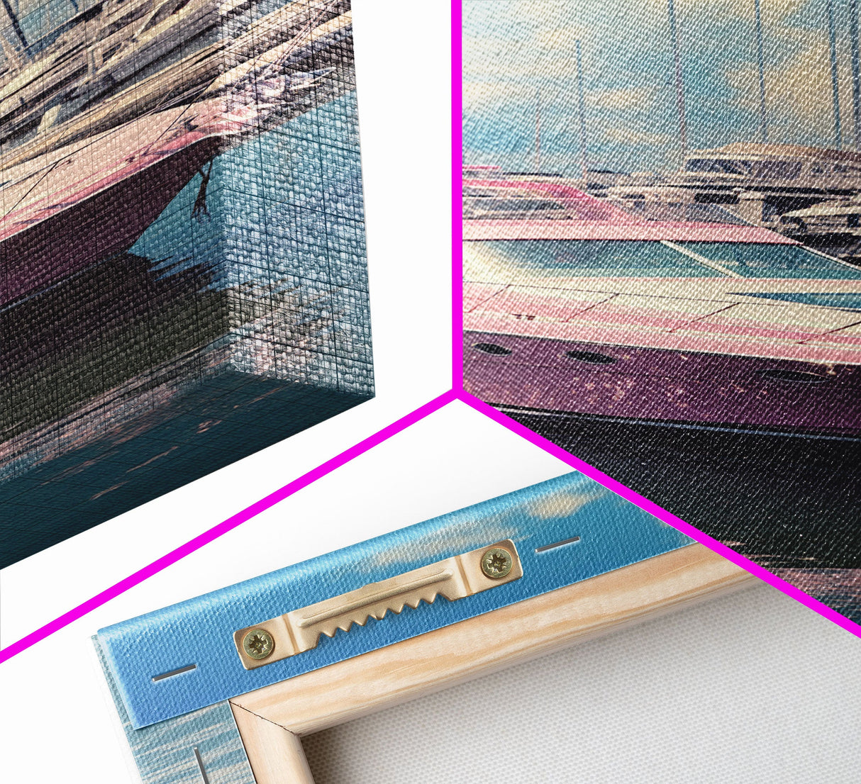 Pink Boat, Ocean Wall Art, Nautical Wall Art, Canvas Print, Wall Hanging, Portrait Art, Travel Print, Modern Art Prints, Girls Room Decor