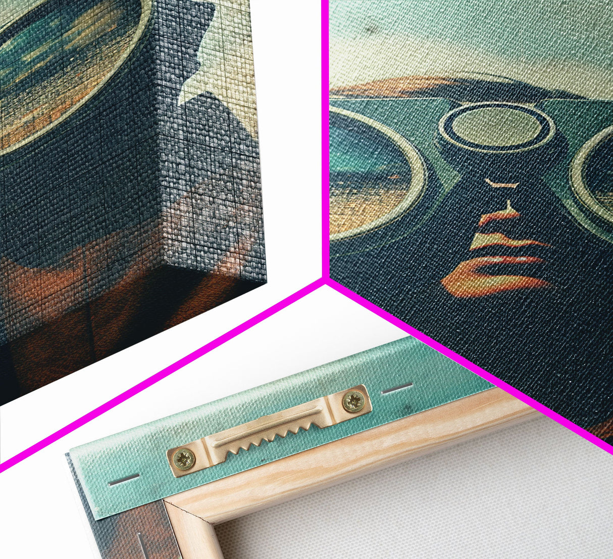 The Spy, Atomic Age Binoculars, Framed Canvas Print, Vaporwave Photography Print, Retro / Minimalist Wall Art