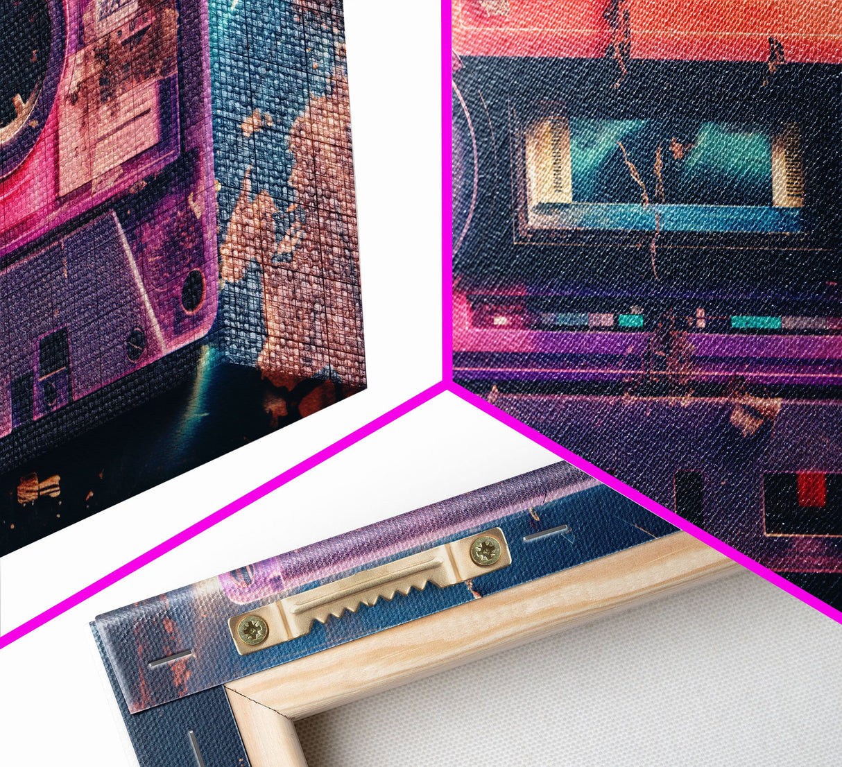 Vaporwave Cassette Tape Wall Art, Framed Canvas Print, 1980s Inspired Home Decor, Retro Art, 80s Decor, Aesthetic Decor