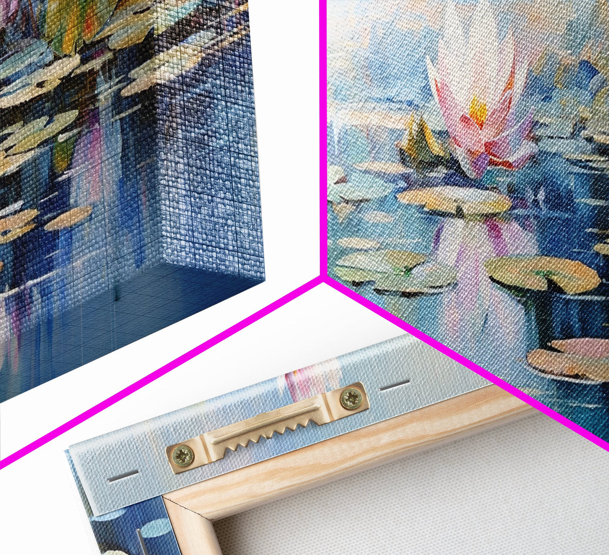 Water Lily Framed Canvas Print, Water Lily, Lily Pad Print, Lily Print, Wall Art, Wall Decor, Spa art, Tranquil Art, Water Lily Art