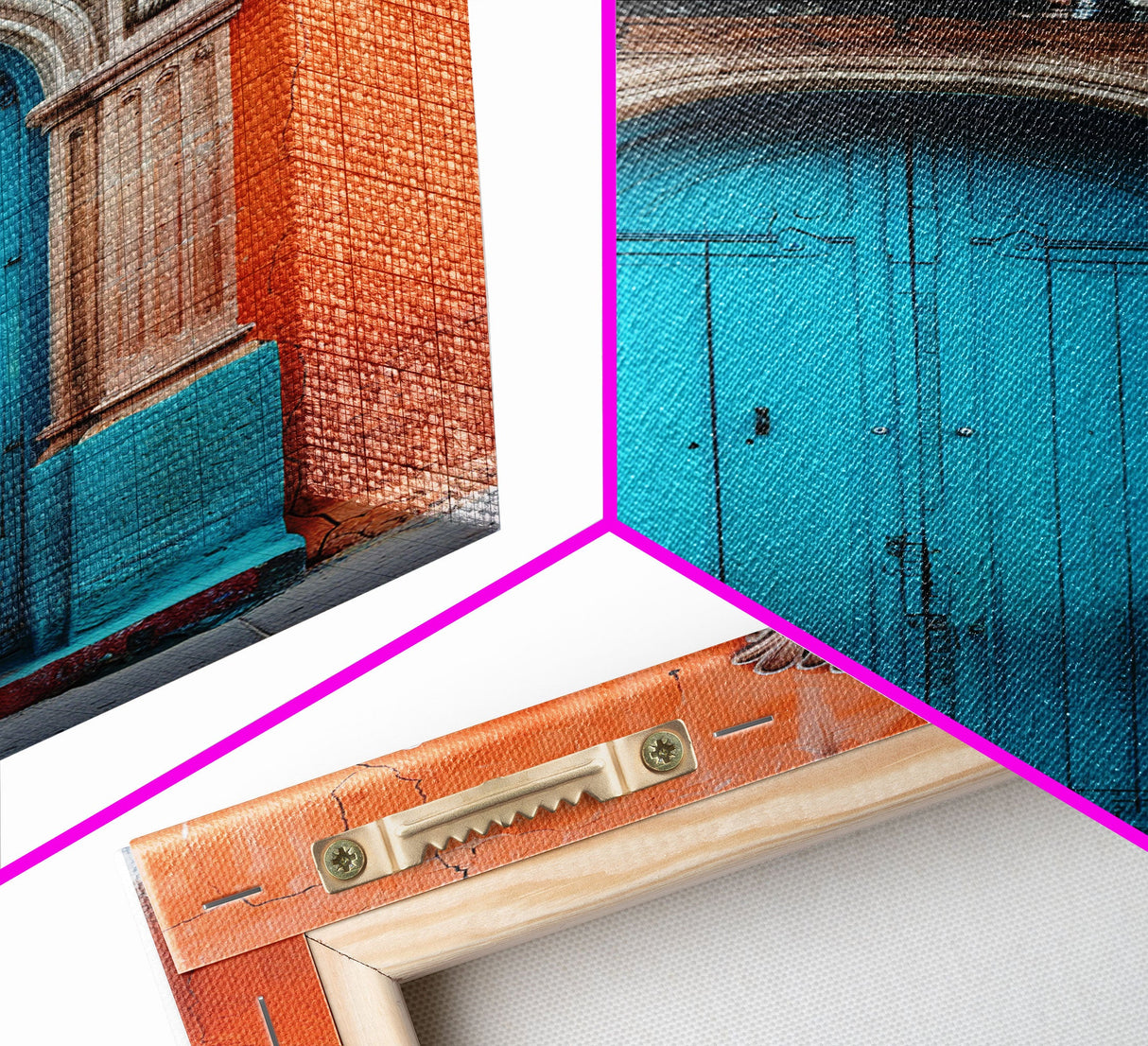 Change1 Mexican Wall Art, Colorful Mexican Door Architecture Painting Framed Canvas Print, Traditional Hacienda Architecture, Ready To Hang