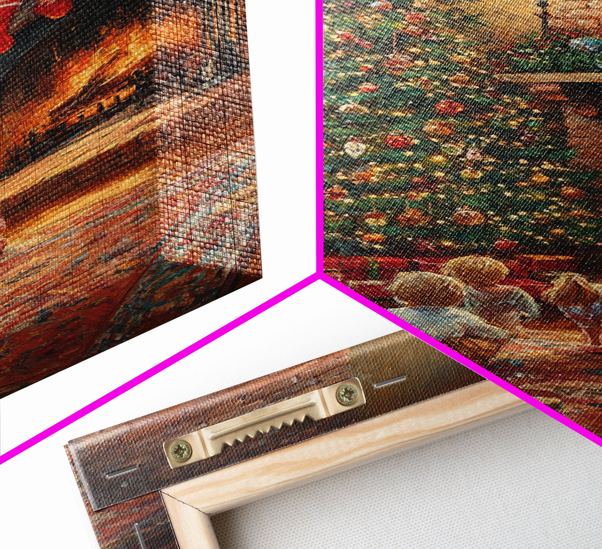 Children By Fireplace And Christmas Tree Framed Canvas Print Cozy Holiday Home Decor With Warm Fire And Festive Decorations Christmas Art