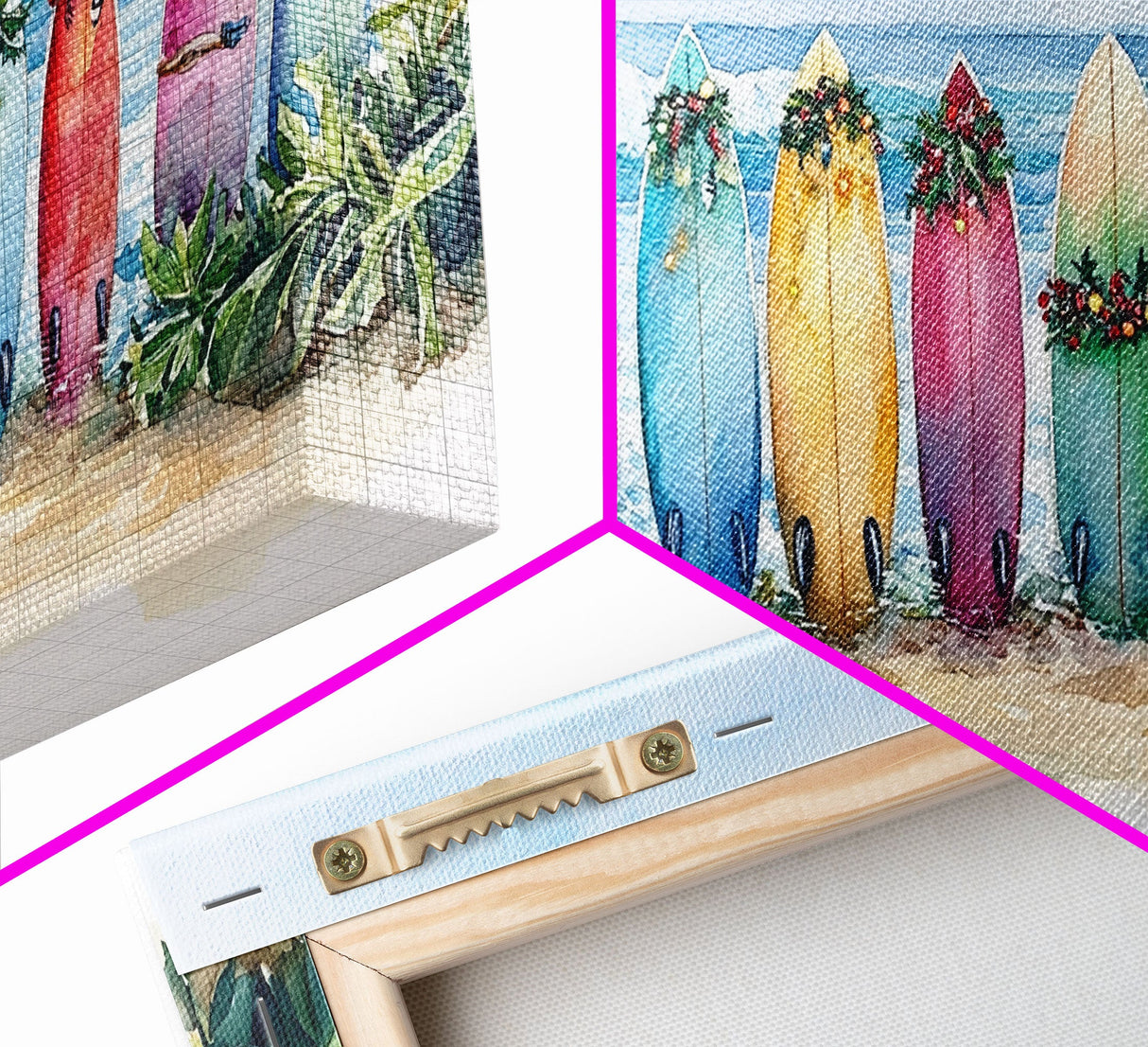 Tropical Christmas decor, beach Christmas decor, Christmas beach art, canvas print, Christmas wall art, beach Christmas