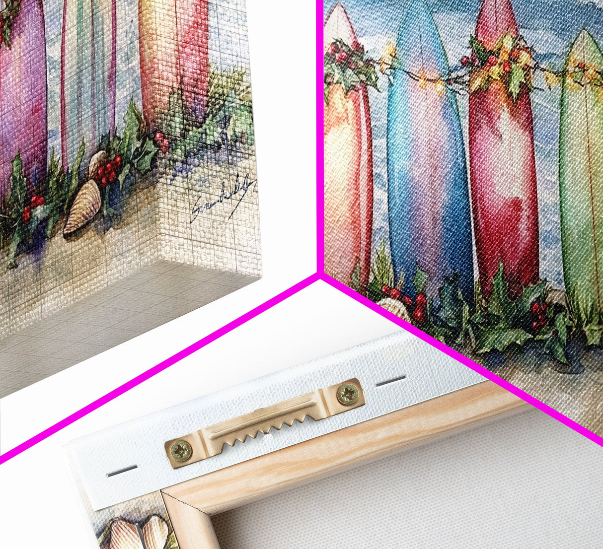 Christmas beach art, tropical Christmas decor, Christmas wall art, canvas print, beach Christmas decor, holiday wall art