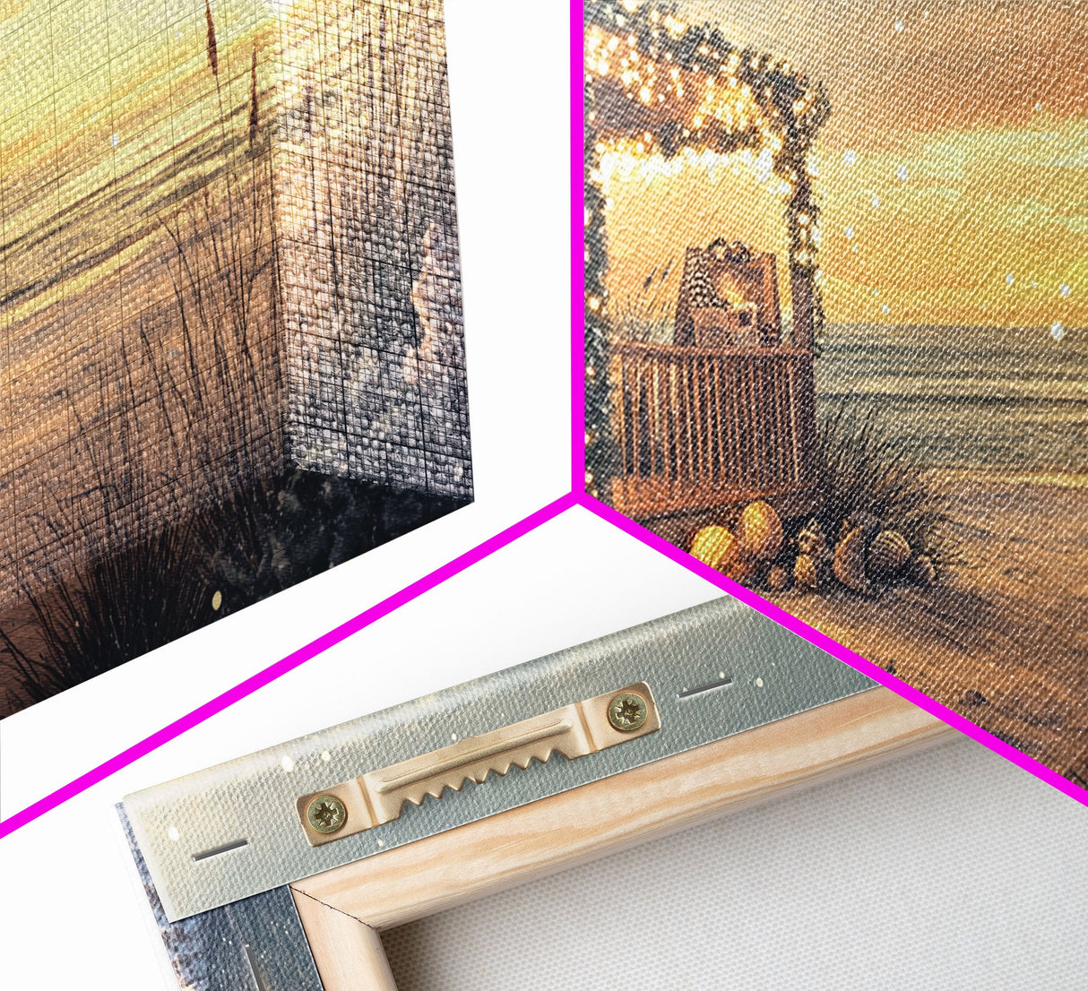 Christmas beach house decor, coastal holiday home art, seaside Christmas wall art, festive beach house print, framed canvas print