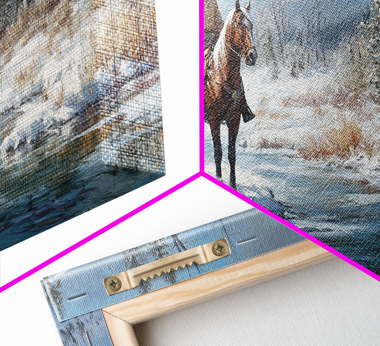 Cowboy riding horse through vibrant autumn forest, Framed Canvas Print, tall fall wall art, rustic western decor, moody landscape