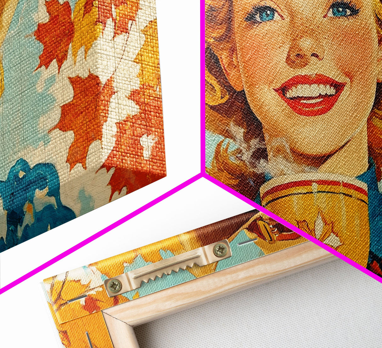 Happy Cowgirl Enjoying Hot Cocoa, Framed Canvas Print, Cute Fall Decor, Rustic Farmhouse Wall Art, Retro Style Trendy Autumn Decor