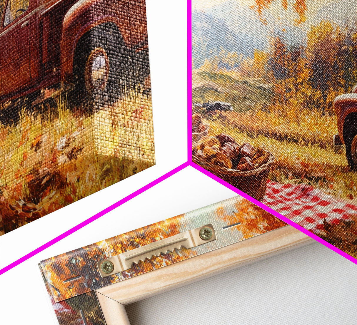 Fall Picnic Afternoon Framed Canvas Print, Rustic Farmhouse Decor, Autumn Country Landscape Art, Modern Farmhouse Wall Art, Seasonal Gift